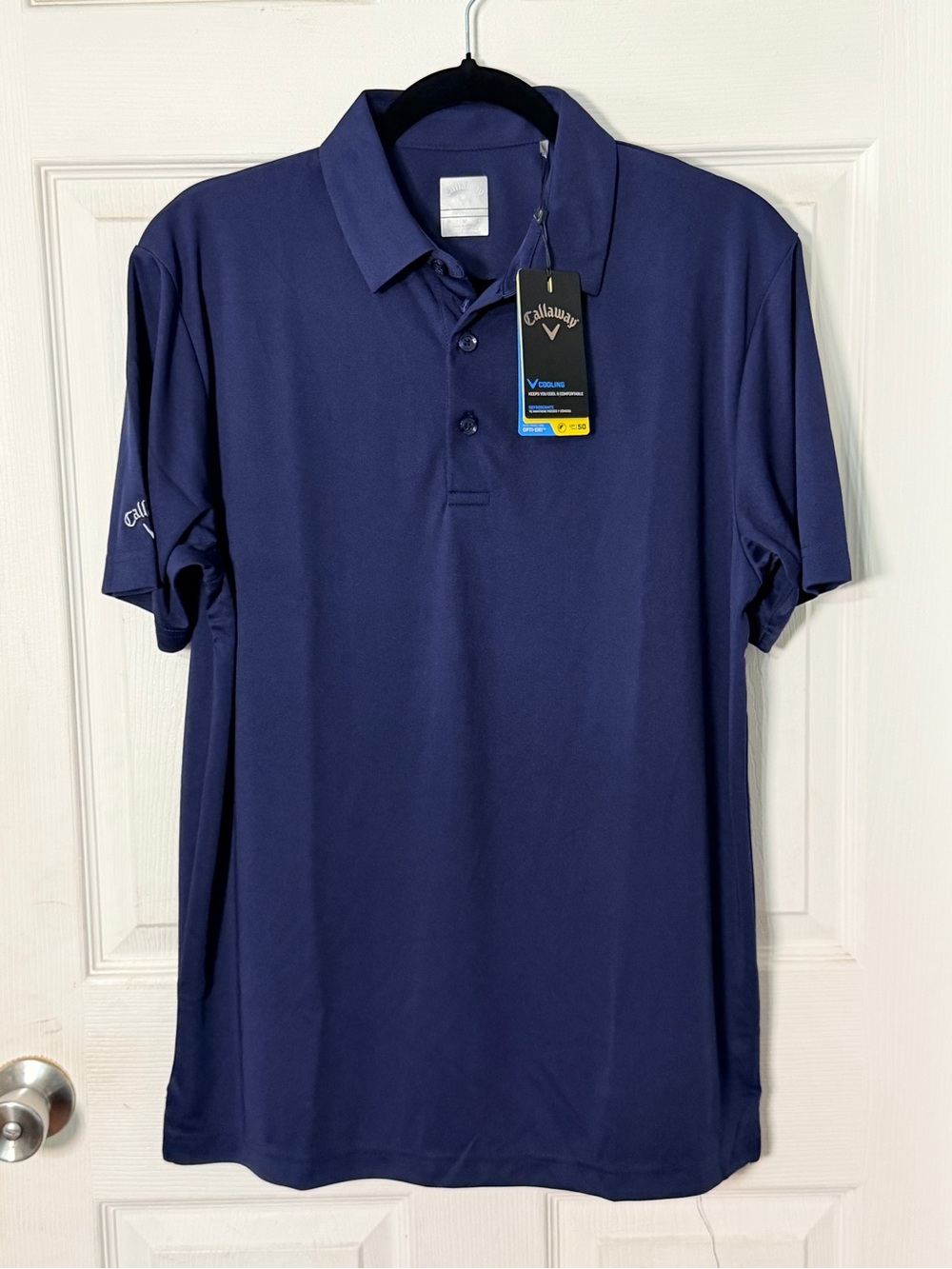 Callaway Golf Polo Shirt Men's M Navy Blue Peacoat Swing Tech Opti-Dri NWT